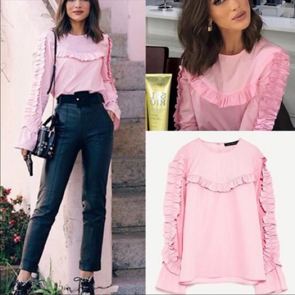 Zara Pink Ruffle Blouse